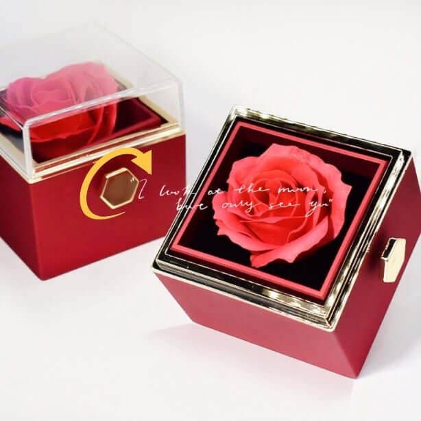 Rotating Rose Jewelry Box with Eternal Soap Flower