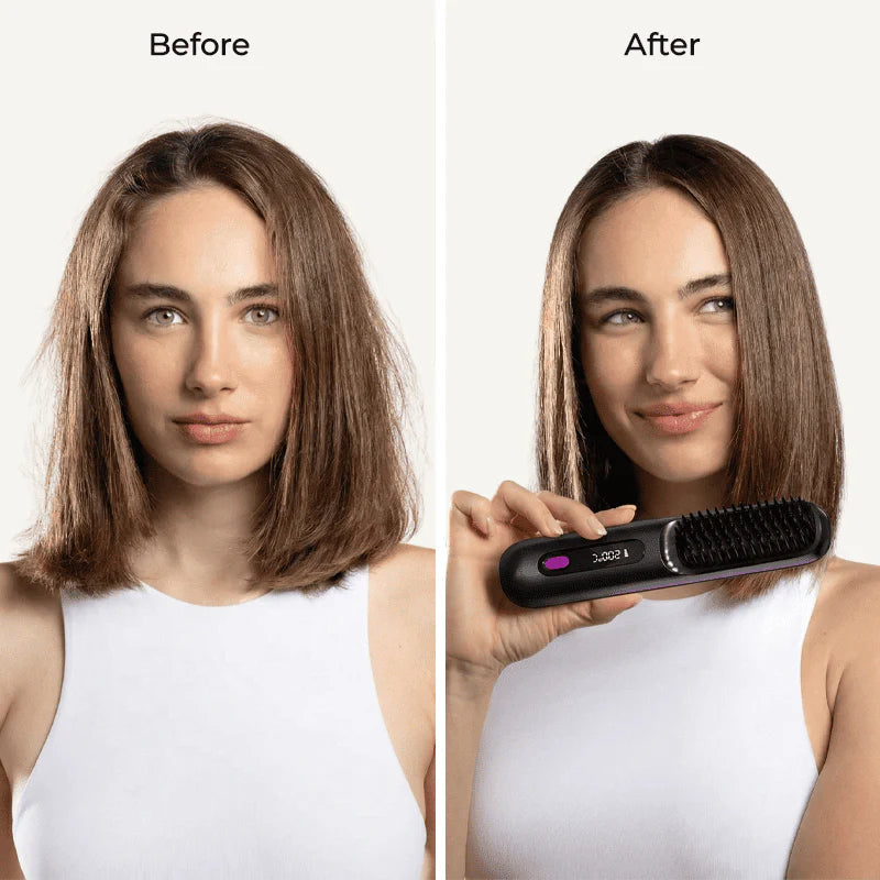 Rechargeable Hair Straightener, Portable Straightener Brush for Travel