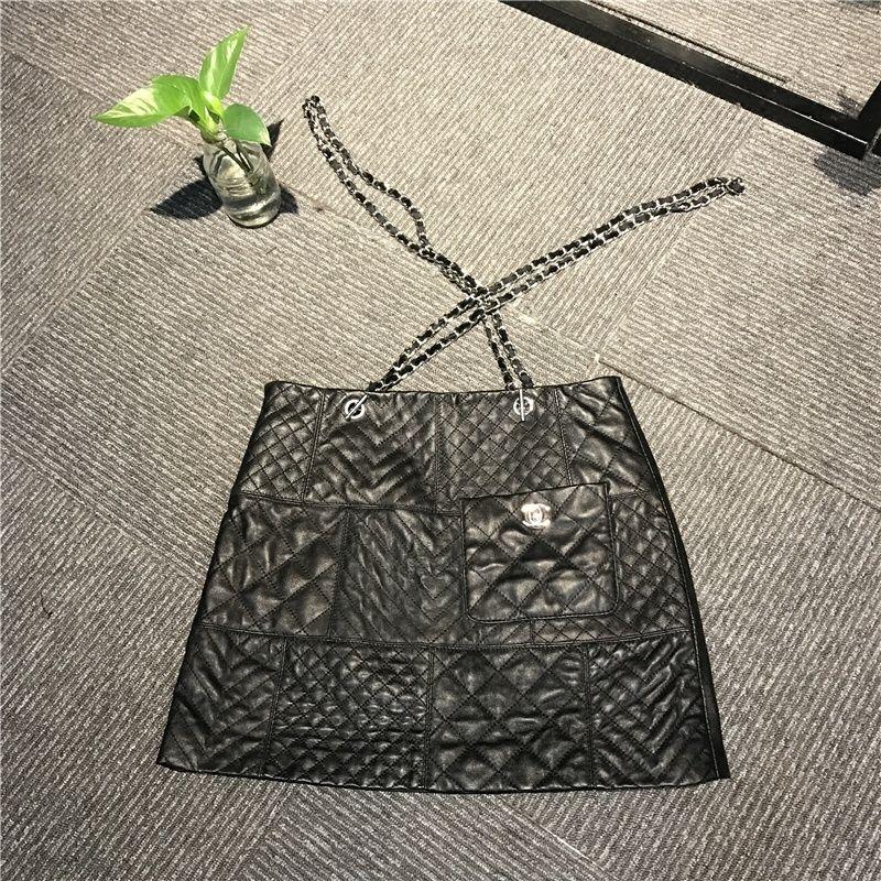 New Genuine Leather Diamond Chain Skirt For Women 10240108LY07