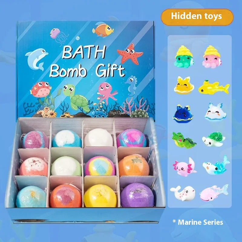 💙12Pcs 60g Ocean Toy Shower Bombs for Kids Bathing Stress Relief Aroma Therapy Spa Salt Ball🐳 🎁