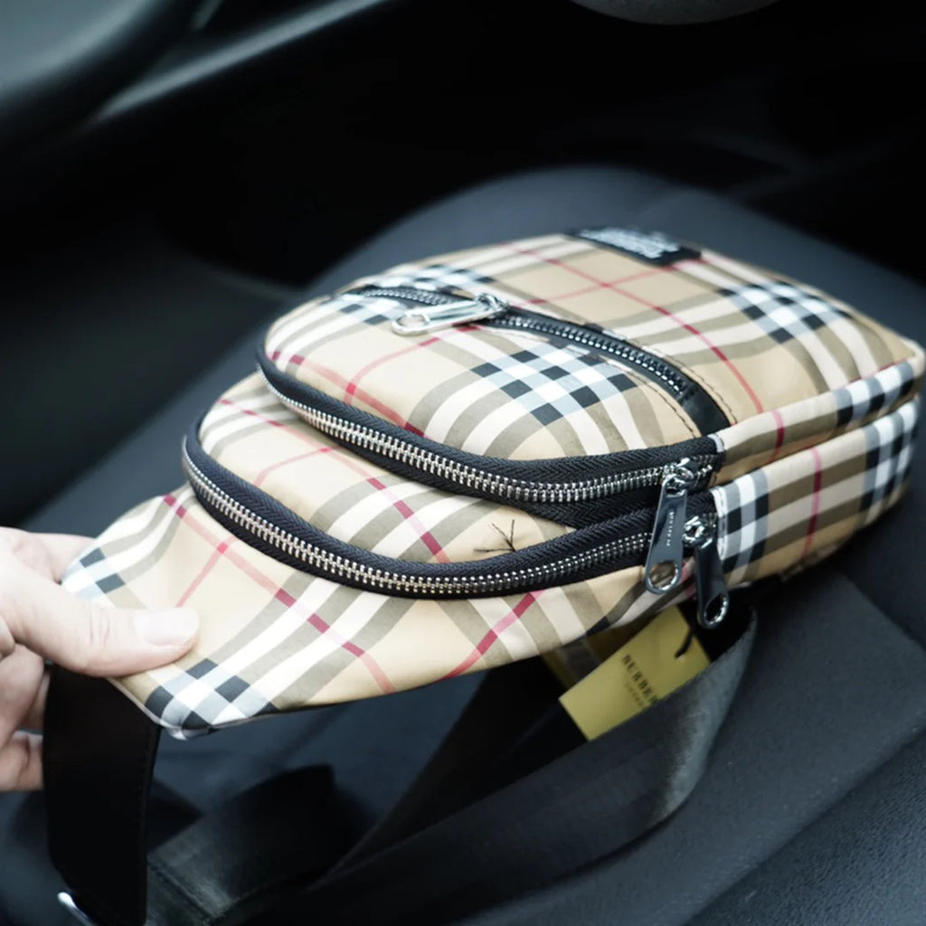 Men's fashion versatile plaid chest bag 1024032805