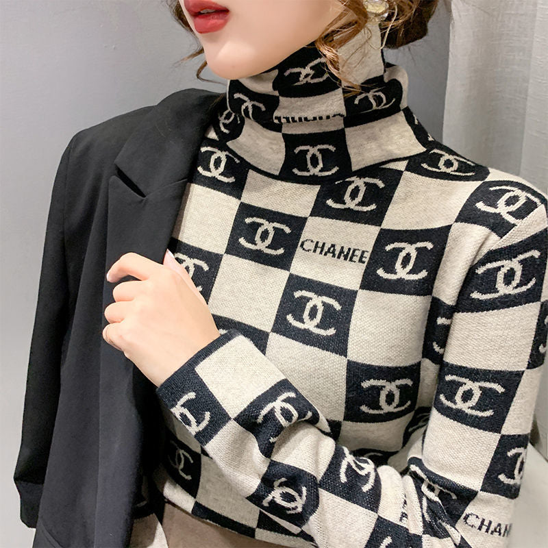 New Fashion C logo printed slim top with bottoming shirt