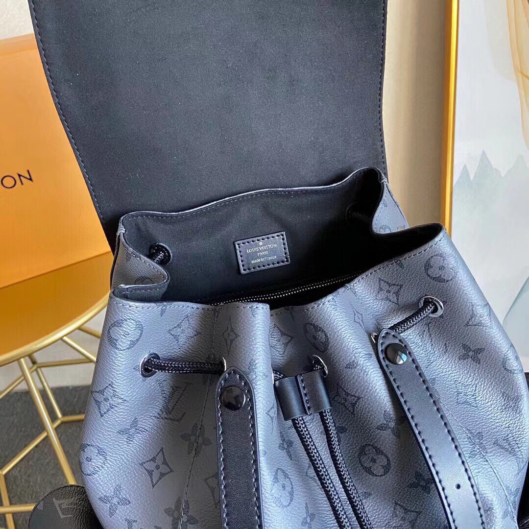 Black Leather Floral Pattern Dual Strap Backpack 41*48