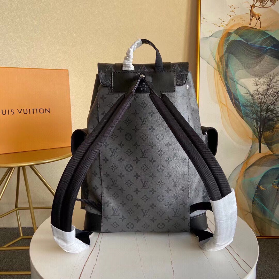 Black Leather Floral Pattern Dual Strap Backpack 41*48