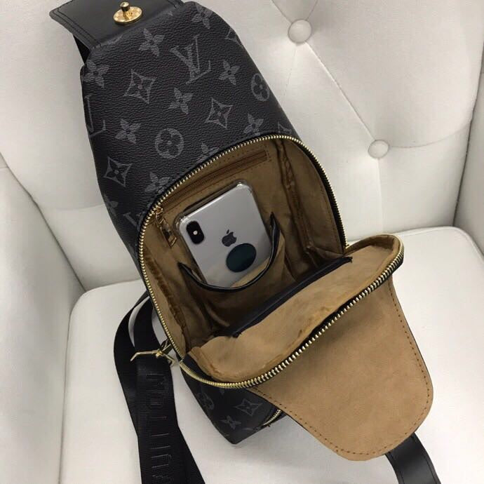 Classic Brown VL Print Backpack Chest Bag XC0423081604