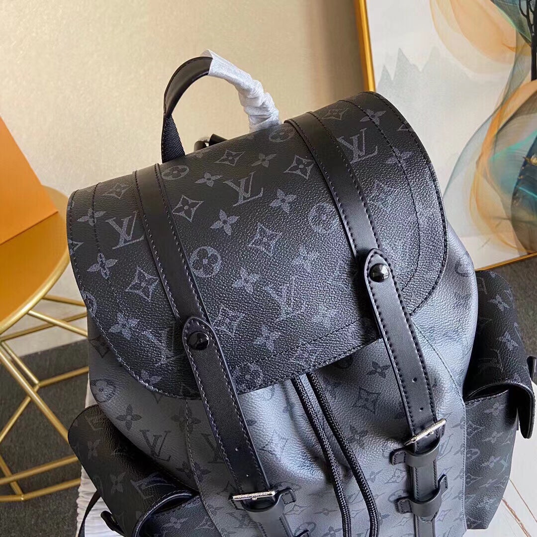 Black Leather Floral Pattern Dual Strap Backpack 41*48