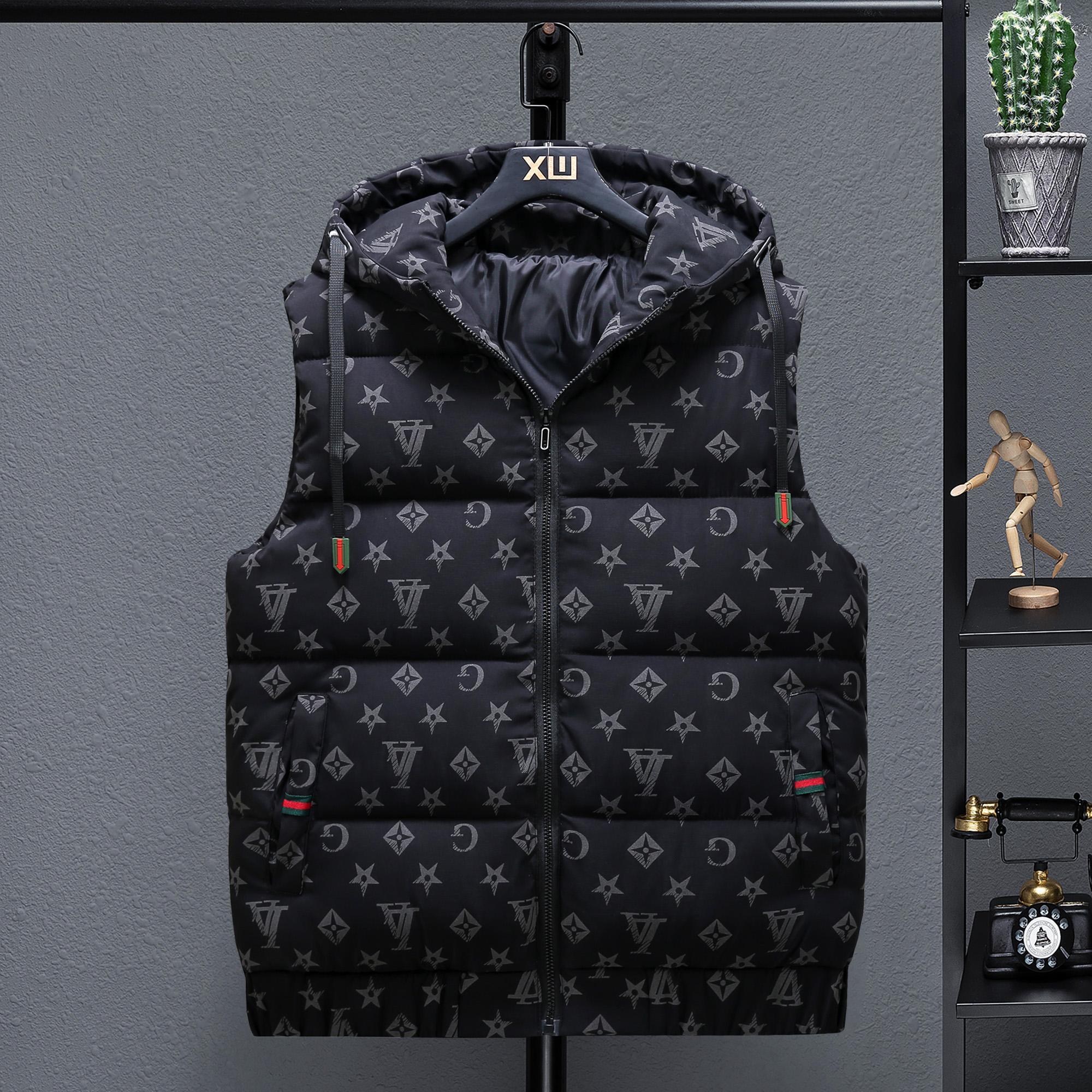 Thickened Thermal Printed Hooded Vest 0823120103