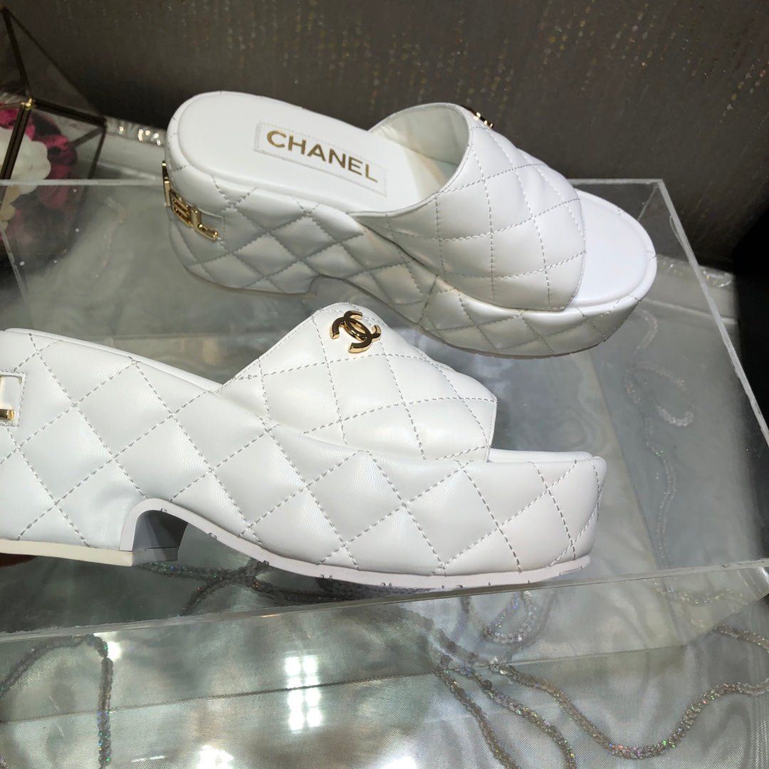 New Fashion trend C logo 7.5 cm Women's high-heeled Slippers- PD05202380307