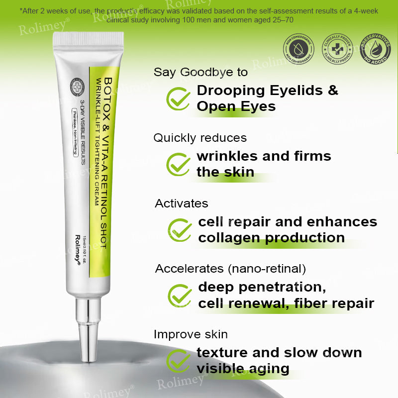 💫👨‍⚕️Made and shipped from the UK 💫Rolimey® Botox & Vita-A Retinol Shot Wrinkle-Lift Tightening cream - Last Day Promotion 70% OFF