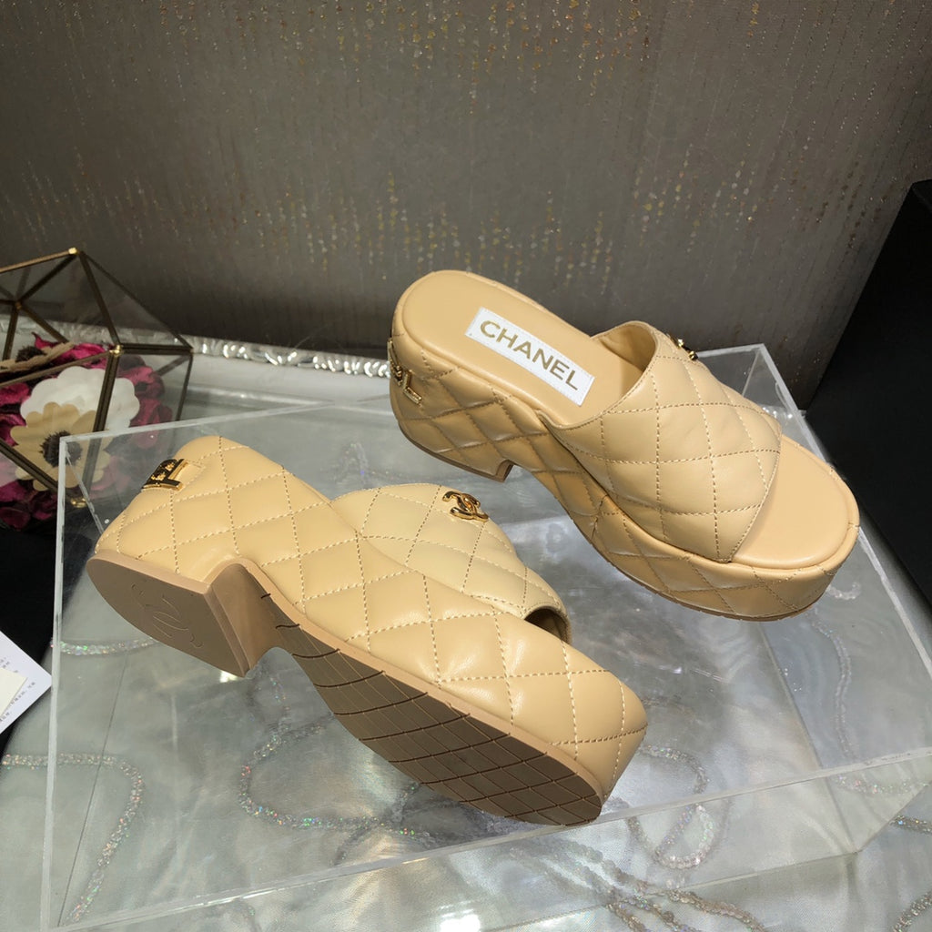 New Fashion trend C logo 7.5 cm Women's high-heeled Slippers- PD05202380307