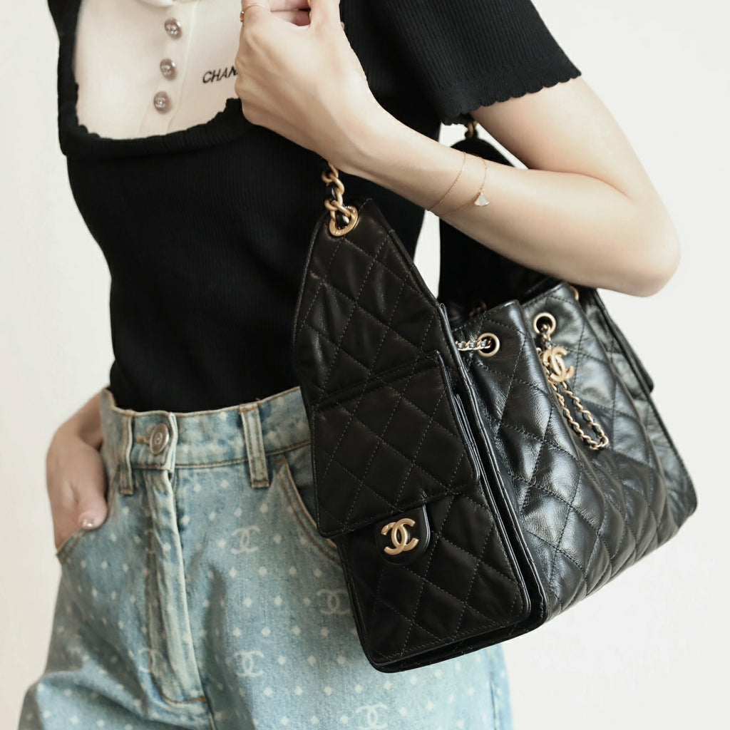 New Black Leather C Logo Women's BagsXC052025050807