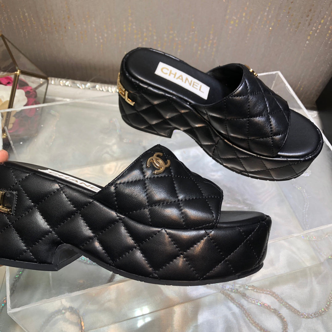 New Fashion trend C logo 7.5 cm Women's high-heeled Slippers- PD05202380307