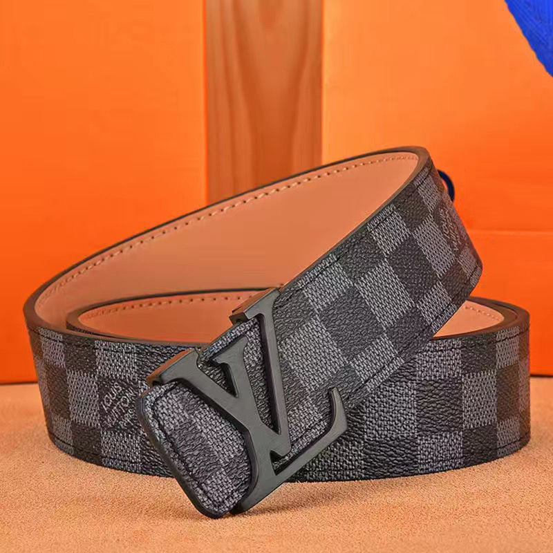 Men's belt high-grade letter leather business belt all-match casual pants belt