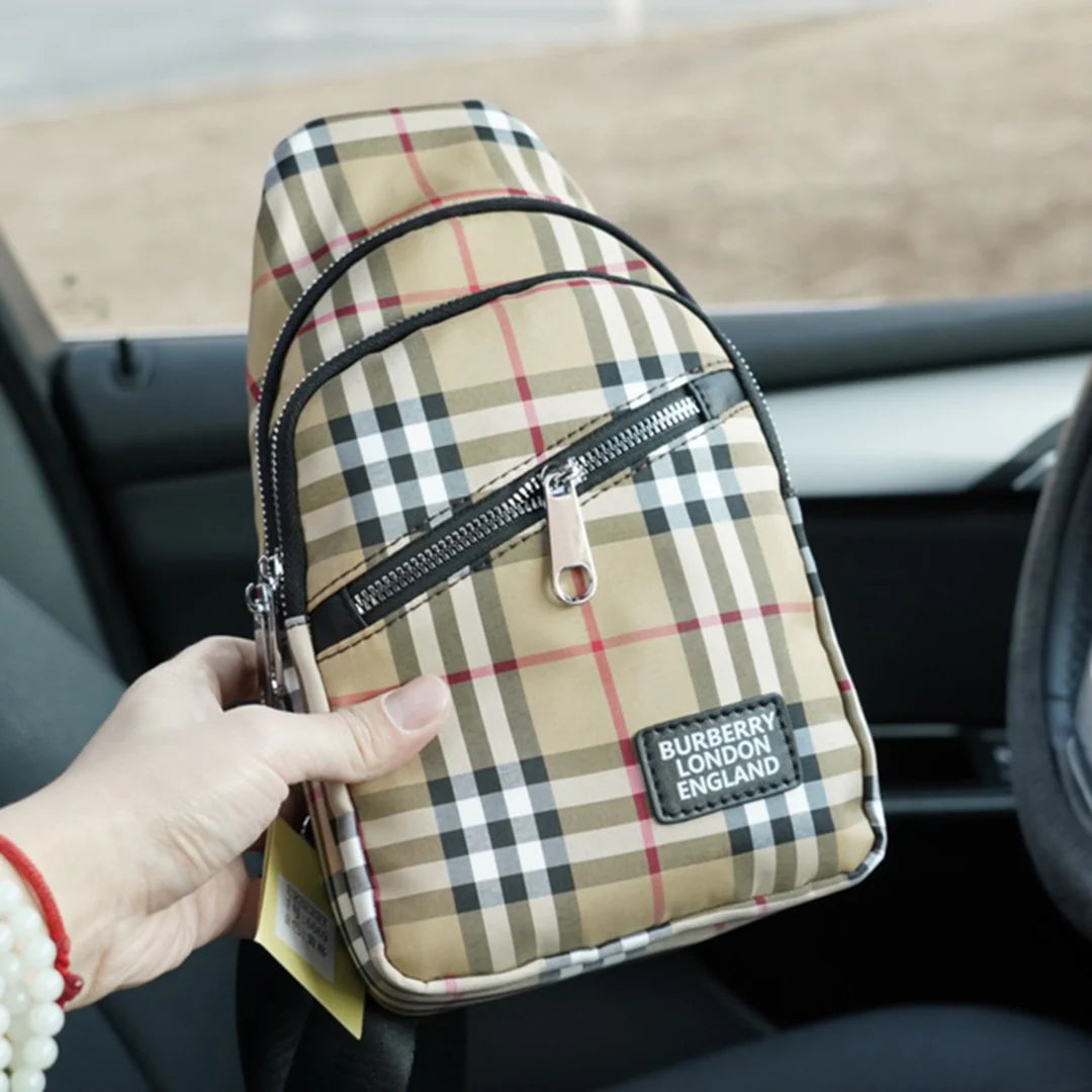 Men's fashion versatile plaid chest bag 1024032805