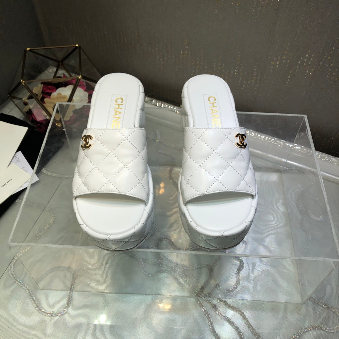 New Fashion trend C logo 7.5 cm Women's high-heeled Slippers- PD05202380307