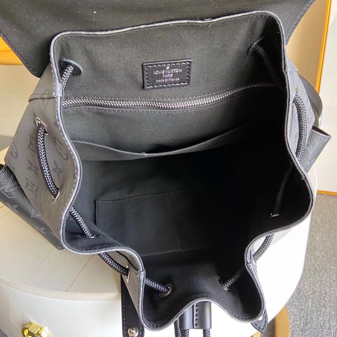 Black Leather Floral Pattern Dual Strap Backpack 41*48