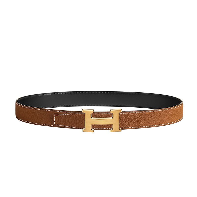 Double-sided Head Layer Cowhide Smooth Buckle Letter Genuine Leather Men's BeltPD052026041701
