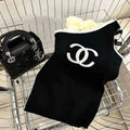 Fashion New Knitted Sling Spice Girl Slant Shoulder Vest Top 1024031120
