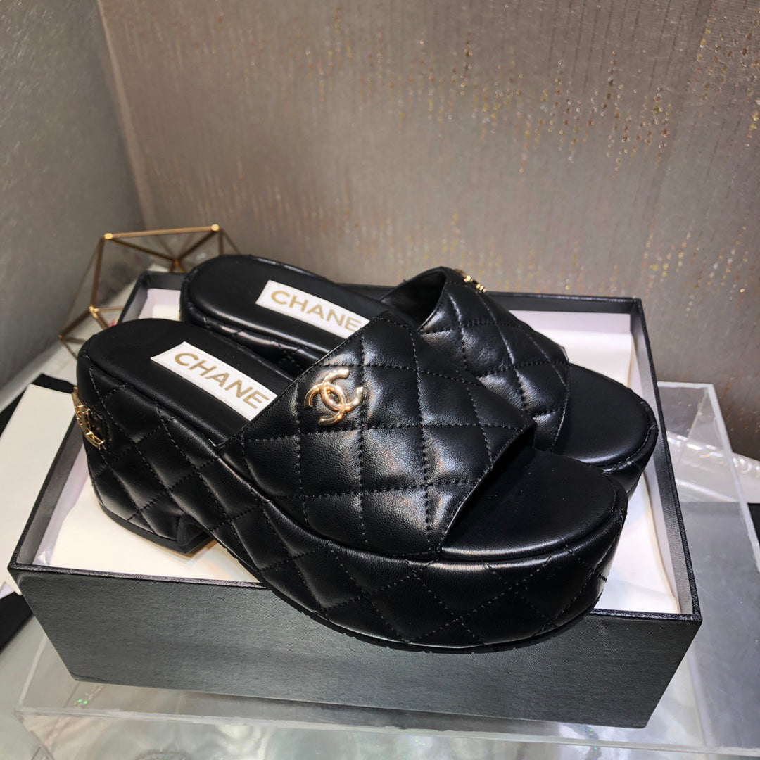 New Fashion trend C logo 7.5 cm Women's high-heeled Slippers- PD05202380307