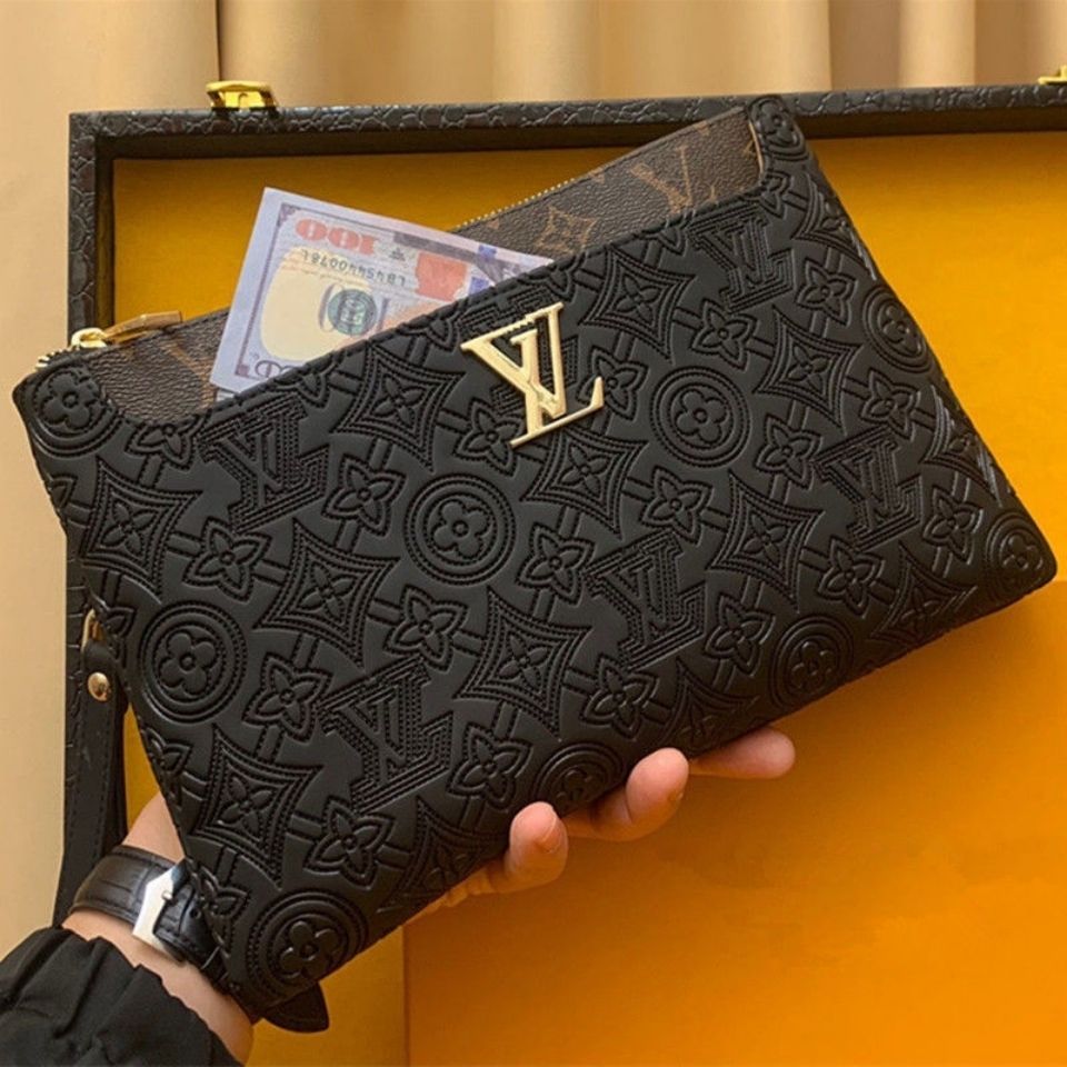 New Handmade V Logo Leather Men Handbags