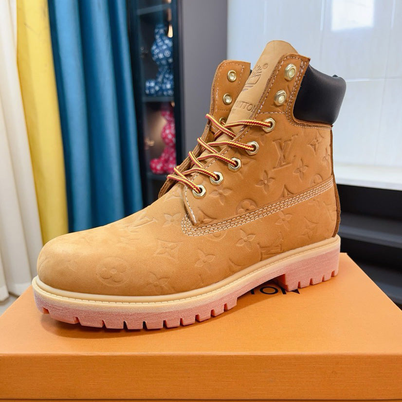 New Black and Brown V Logo Men's bootsPD052024090605