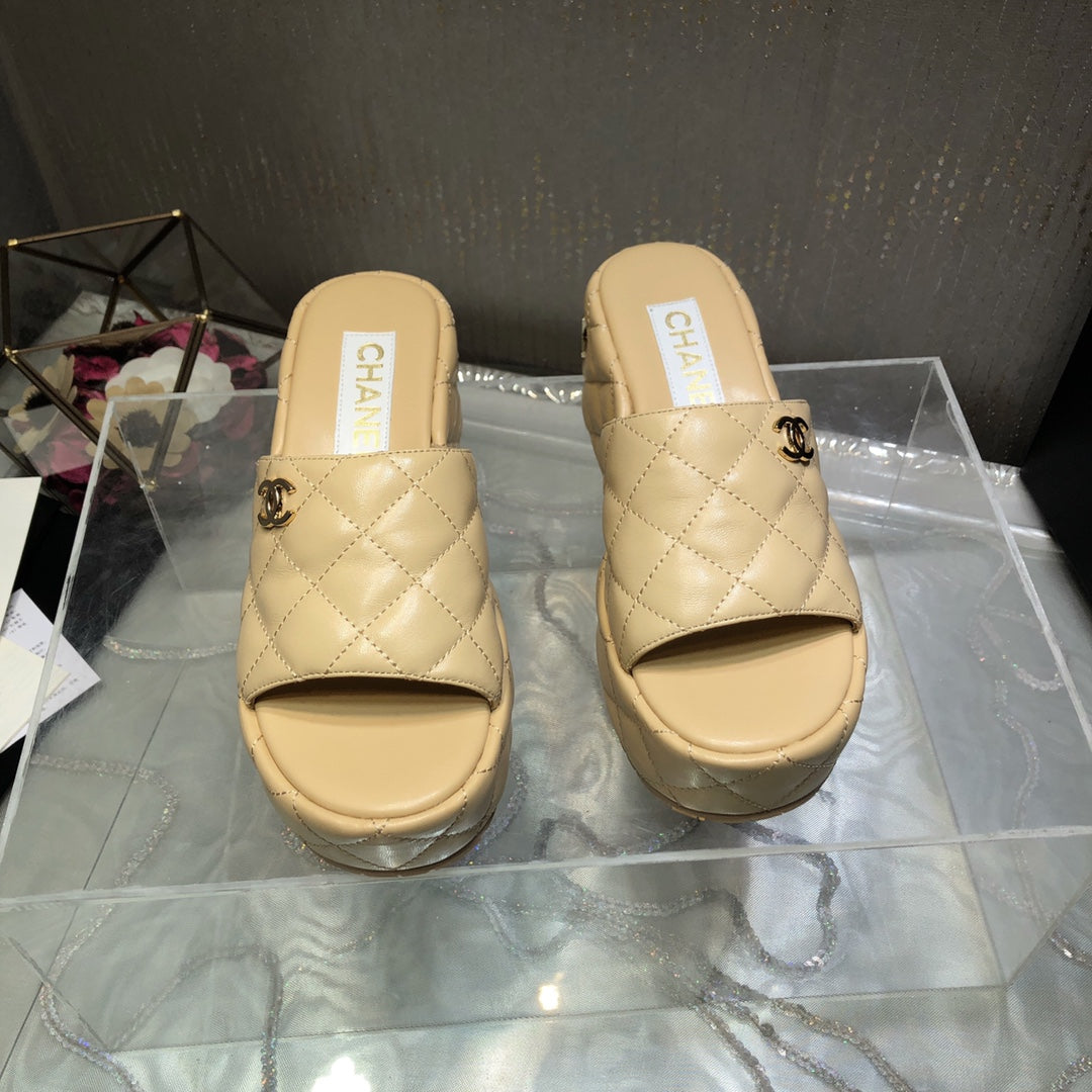 New Fashion trend C logo 7.5 cm Women's high-heeled Slippers- PD05202380307