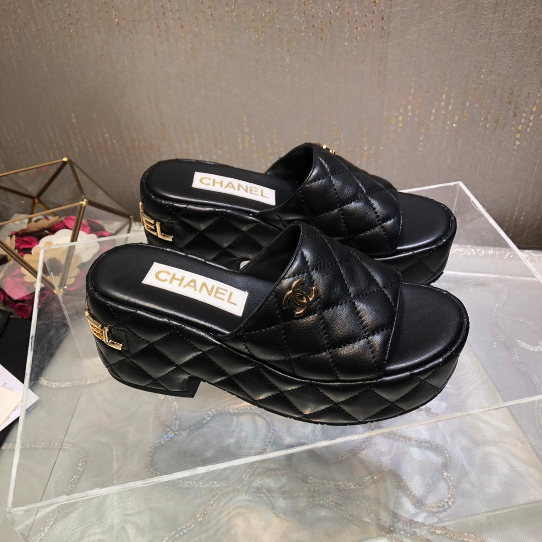 New Fashion trend C logo 7.5 cm Women's high-heeled Slippers- PD05202380307