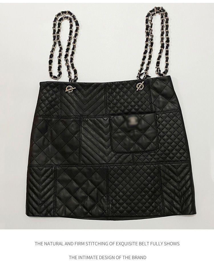 New Genuine Leather Diamond Chain Skirt For Women 10240108LY07