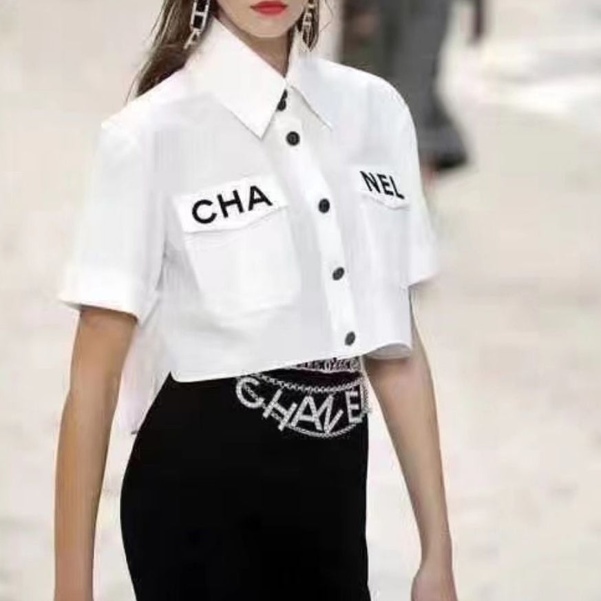 Pure White C Logo Fashion Women's T-shirt