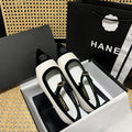 Black Leather C Logo 8CM Women's Fashion Shoes XC052023110205