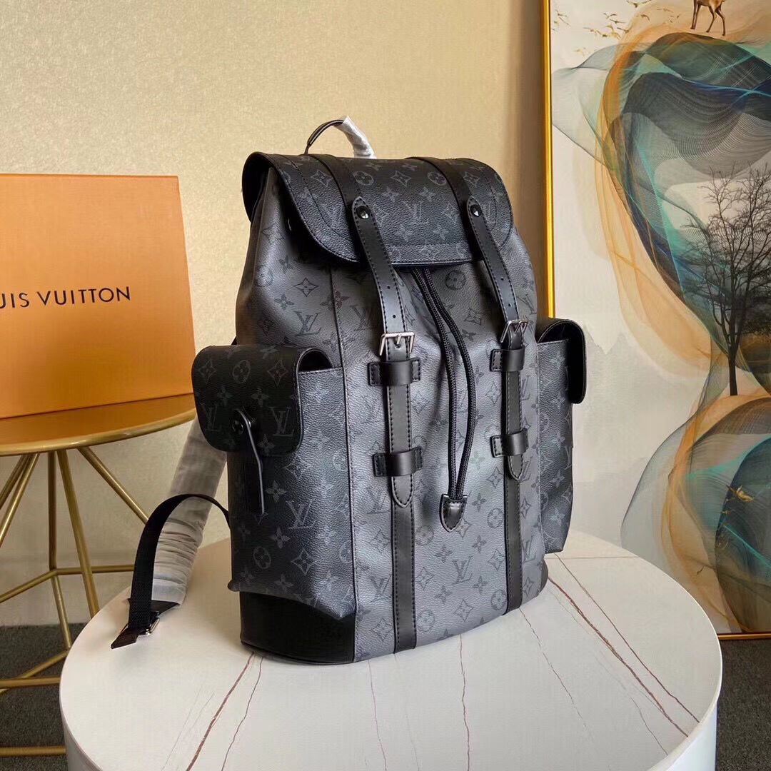 Black Leather Floral Pattern Dual Strap Backpack 41*48