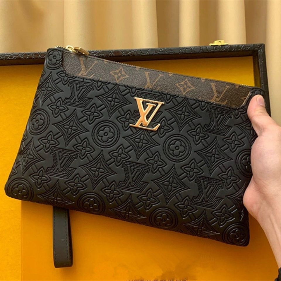 New Handmade V Logo Leather Men Handbags