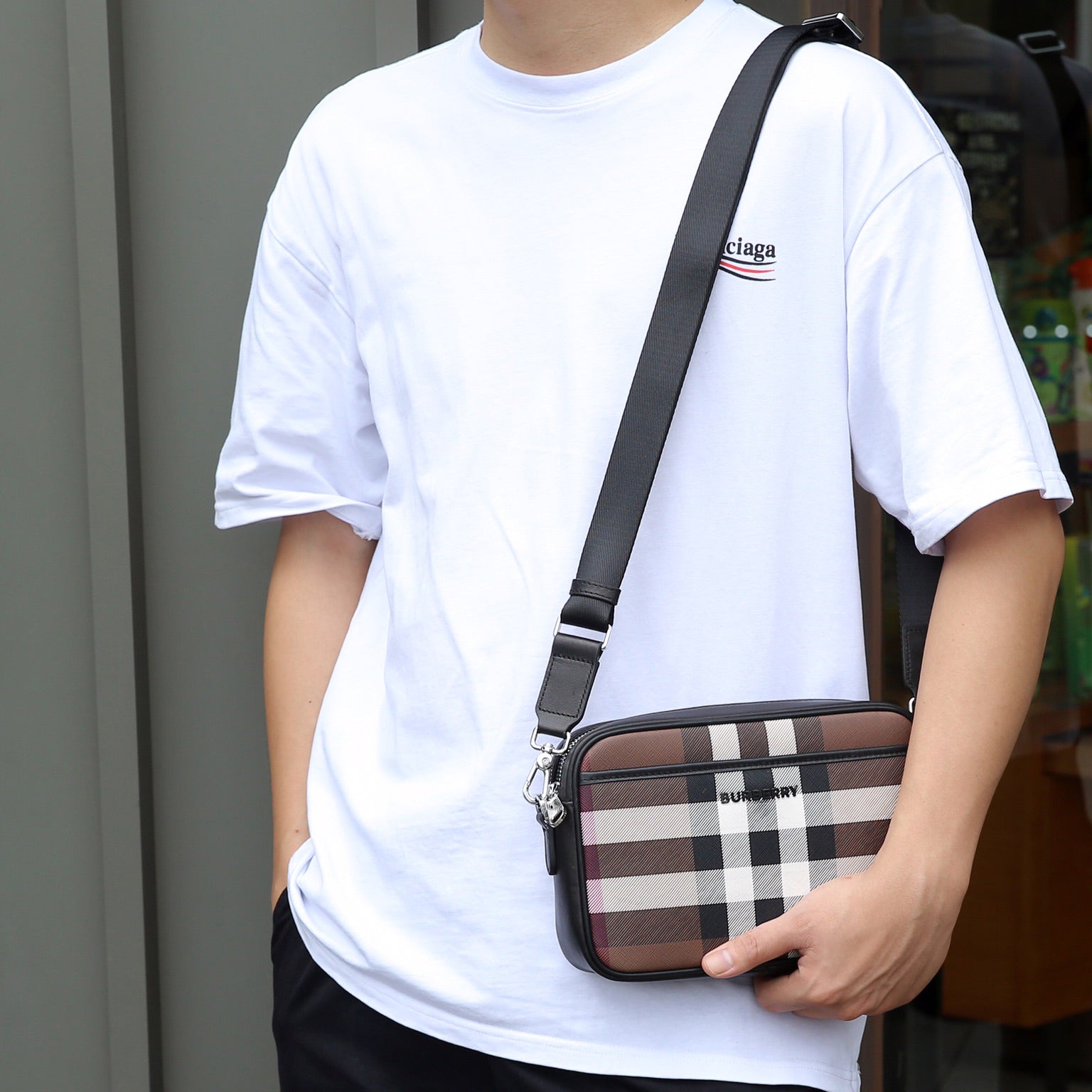 New Fashion B Logo Handmade real Leather Men's BagsXC052024092304
