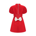 Anna red petal-sleeve cut-out bow mini dress