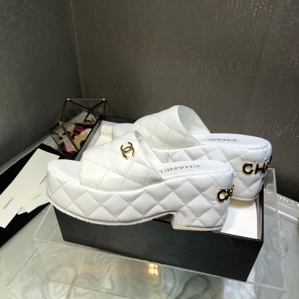 New Fashion trend C logo 7.5 cm Women's high-heeled Slippers- PD05202380307