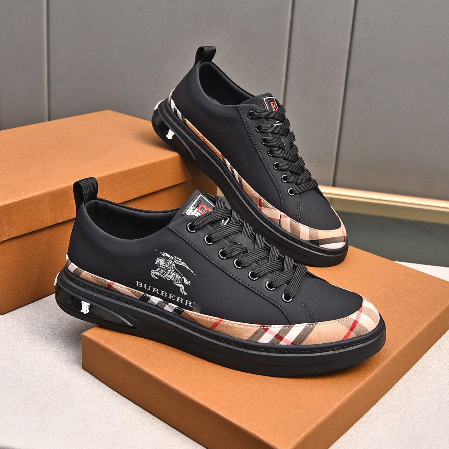 New Black B Logo Handmade Men's LoafersXC052024082604