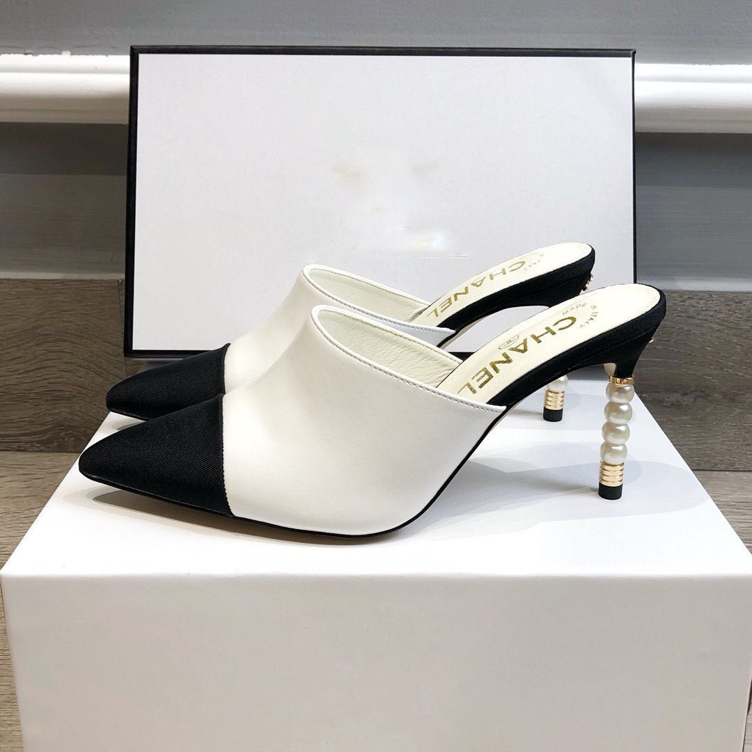 Elegent fashionLogo Black and White Women's High Heeled