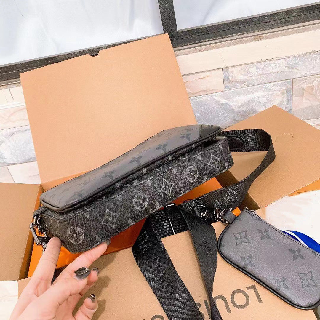 New Black leather v logo handmade bags