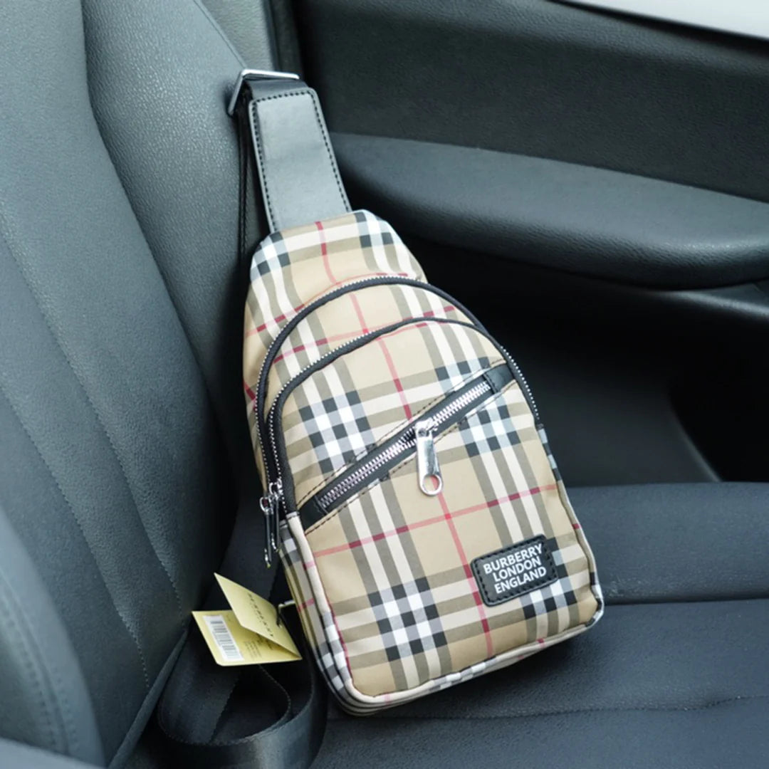 Men's fashion versatile plaid chest bag 1024032805