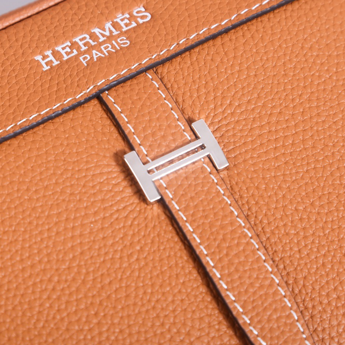 New Brown Real Leather H Logo Men's BagsXC052025101603