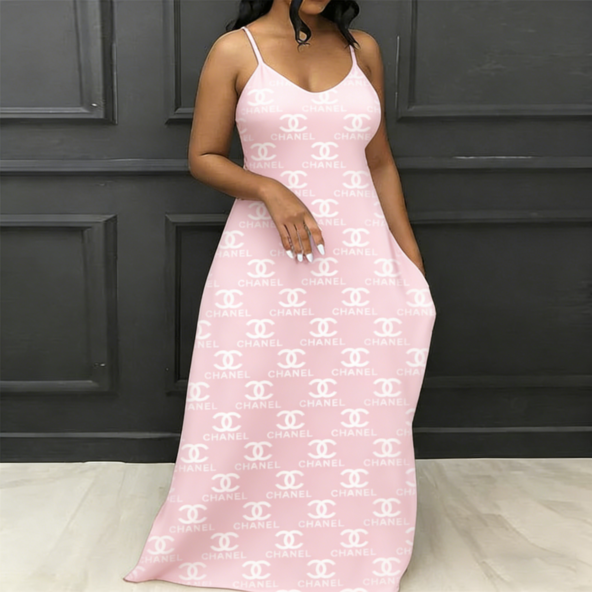 Classic Print V-Neck Pocket Cami Dress 3D1026033001