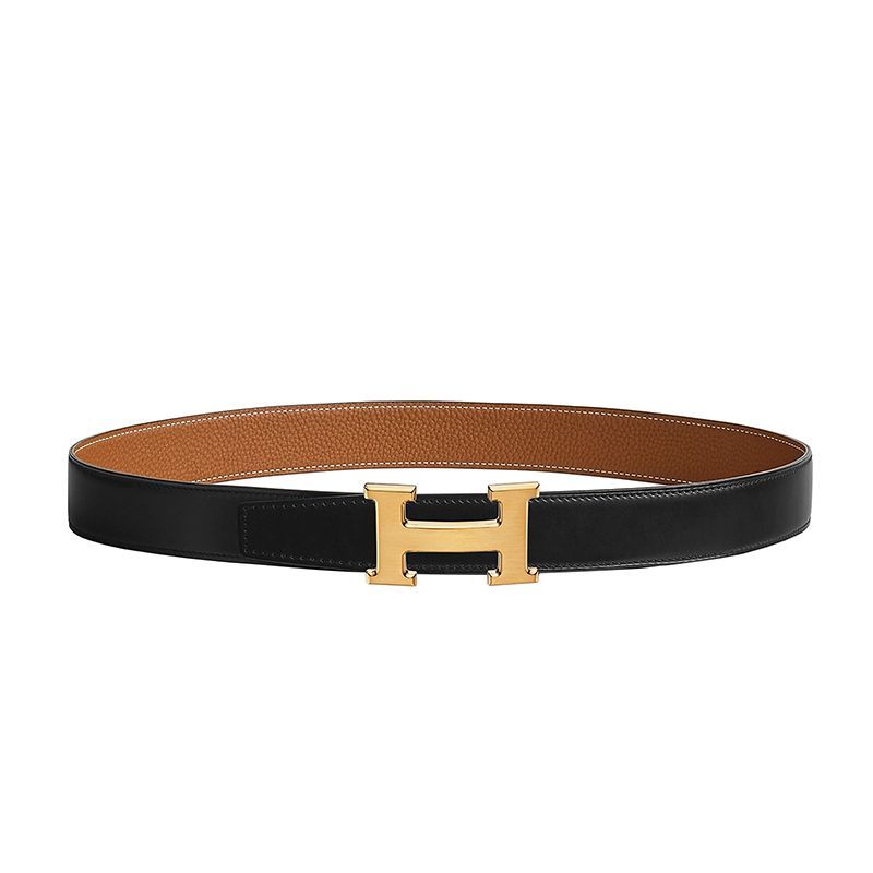 Double-sided Head Layer Cowhide Smooth Buckle Letter Genuine Leather Men's BeltPD052026041701